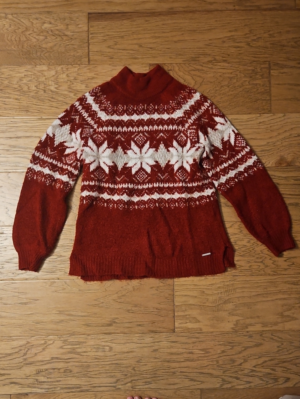 Abercrombie & Fitch Women's Fair Aisle Mock Neck Sweater Red Size Medium